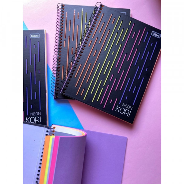 Caderno Colegial Neon Kori 80fls Miolo Cores Neon 0417