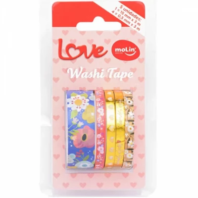 Washi Tape Molin Love Azul c/ 5 - 23379