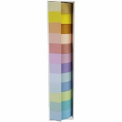 Fita  Washi Tape Rainbow  - Tom Pastel 12 Cores - Cod. MJ-J24613-35