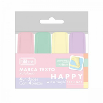 Marca Texto Mini Happy - Tons Pastel C/ 04 - Tlibra