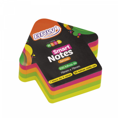 Bloco adesivo Anotações Smart Notes Arrow- Seta neon 70x70 200fls BA7021 - Brw