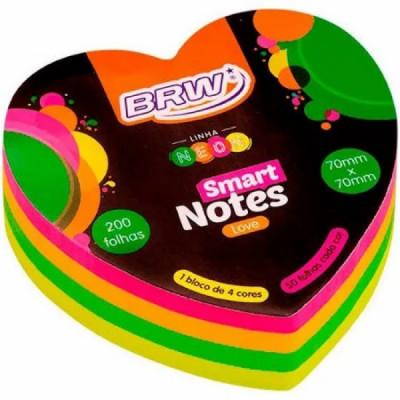 Bloco adesivo Anotações  Smart Notes Coração Neon - 70x70 200fls Soul   BA7031 - BRW