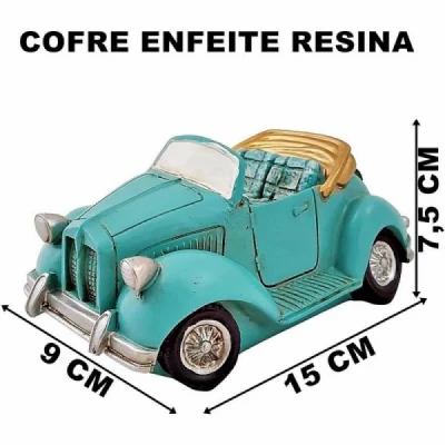 Cofre Carro Retro Verde - 15x9 Resina