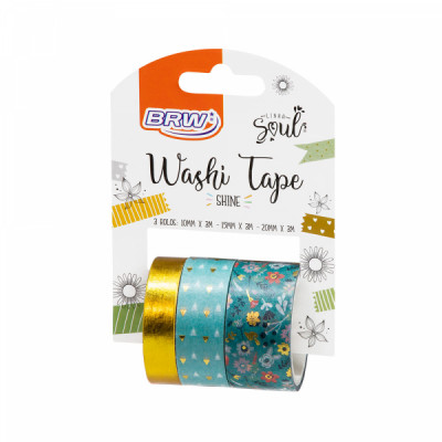 Fita Adesiva Washi Tape - Shine Verde  - Wt0400  3un - Brw