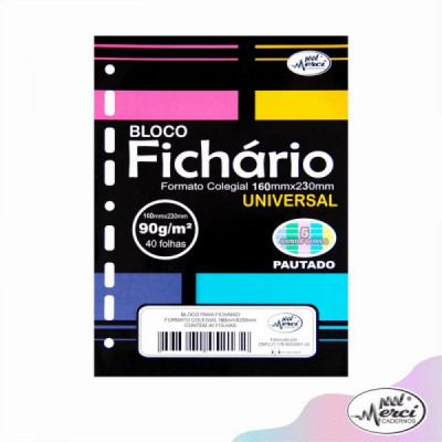 Bloco Refil Fichario Colegial  Candy Cores Pautado  - Universal 05 Cores - 90g - Merci