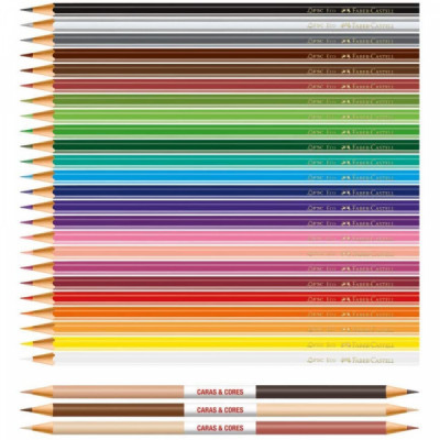 Lápis de Cor Faber Castell 24+3 Caras e Cores - 120124CC