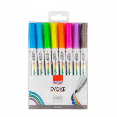 Marcador Artistico Evoke Outline - 8 Cores Contorno  Ca8015 - Brw