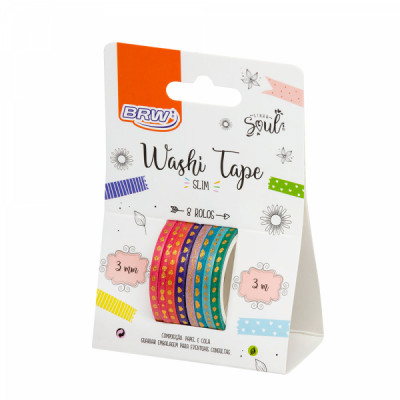 Fita adesiva Washi tape - - Wt0404 blister c/ 8un - Brw