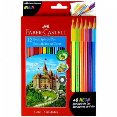 Lapis de Cor Faber Castell 12 cores + 6 neon - 120112+6N