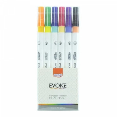 Caneta Evoke Dual Brush Magic -Marcador Artístico - 6 cores BP0400  - BRW