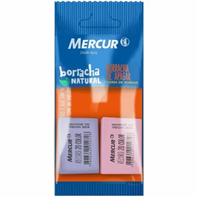 Borracha Mercur  Escolar Color Record 20 - Blister c/2 -  Rosa e Lilas