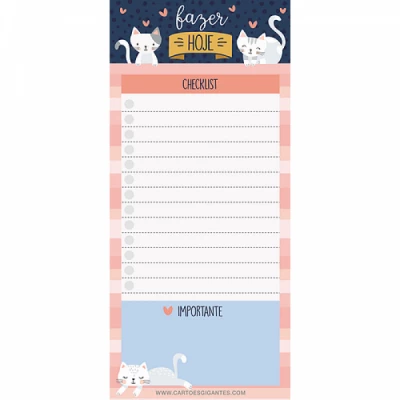 Bloco Note Pad Magnético Cats  - 40fls 90g NP27 - Cartões Gigantes