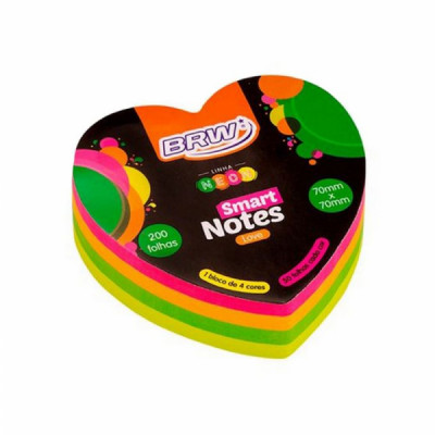 Bloco adesivo Anotações  Smart Notes Coração Neon - 70x70 200fls Soul   BA7031 - BRW