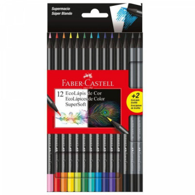 Lápis de cor Supersoft 12+2 120712soft+2 -Faber Castell