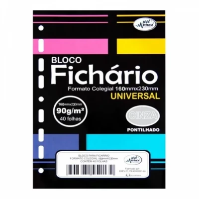 Bloco Refil Fichario Colegial  Cinza Pontilhado  - Universal  90g - Merci