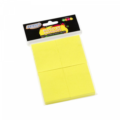 Bloco Adesivo Anotações 4 Blocos 38x51 100fls Amarelo BA3805 -BRW