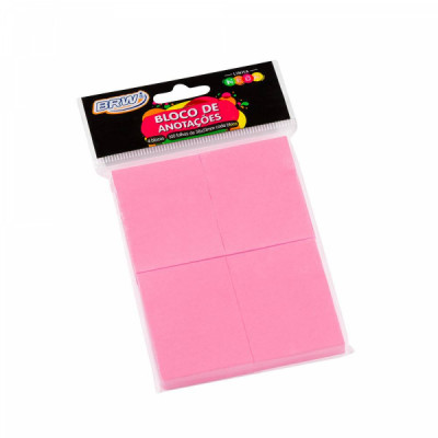 Bloco Adesivo Anotações neon 4 Blocos 38x51 100fls Rosa BA3803 - BRW