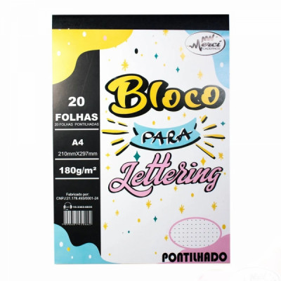 Bloco Lettering Branco Pontilhado- A4 180g - Merci