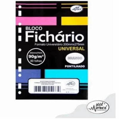 Bloco Refil Fichario Universitario  Branco Pontilhado  - Universal  90g  80fls - Merci