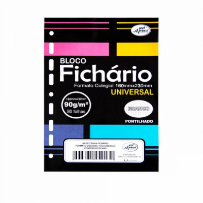 Bloco Refil Fichario Colegial  Branco Pontilhado  - Universal  90g 80fls   - Merci