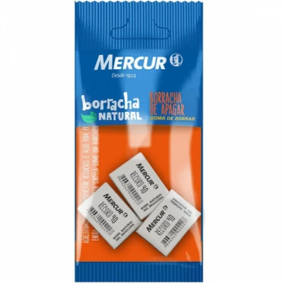 Borracha Escolar Branca Record 40 - Blister c/3 Mercur Pack