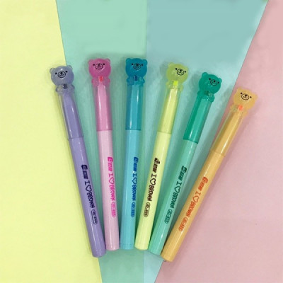 Caneta marca Texto de Ursinho - 06 Cores Neon