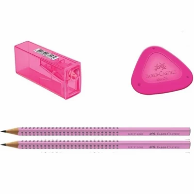 Kit Faber Castell Eco Grip 2001 Rosa - SM/2001RSAP  04 Peças