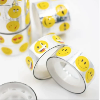 Fita Adesiva Washi Tape Smile  Holografico - 03 Rolos Diversos