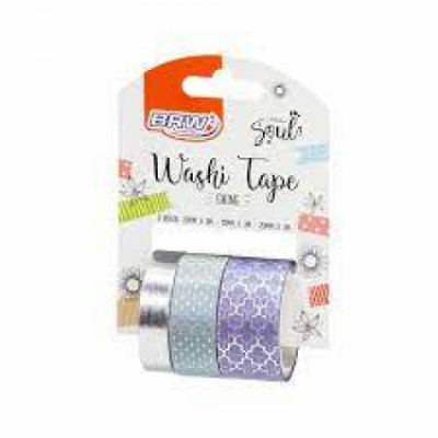 Fita Adesiva Washi Tape - Shine Lilas - 10/15/20x3m - WT0402 blister c/ 3un - Brw