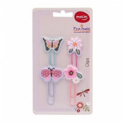 Clips Molin Borboleta e Flor c/ 4