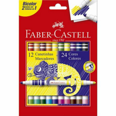 Caneta Hidrocor Bicolor 12/24 Cores Faber Castell - 150612N