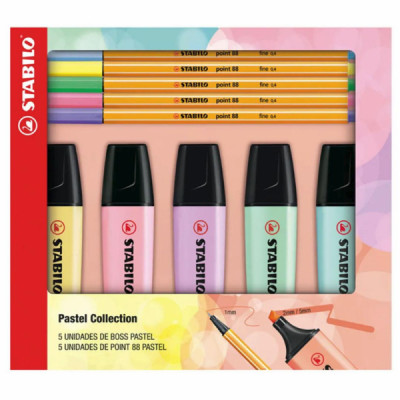 Kit Pastel Collection - 5 Boss + 5 Point 88 - Stabilo