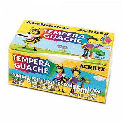 Tinta Guache Acrilex c/ 6 cores