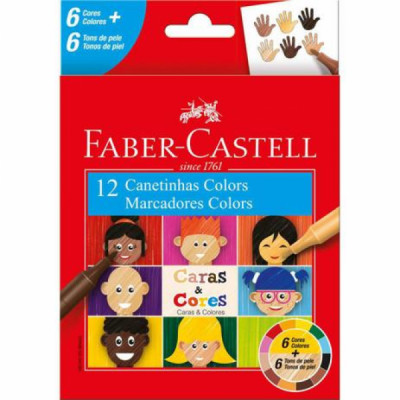 Caneta Hidrocor Faber Castell Caras e Cores 12 Cores - 150112CCZF