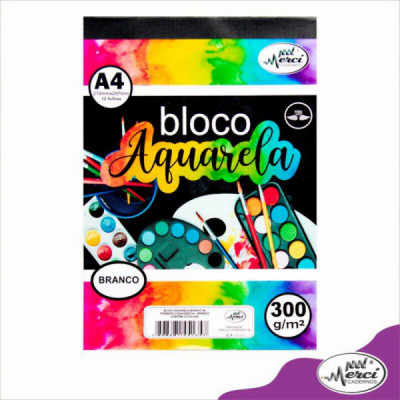 Bloco Aquarela  branco -  Folhas de 300g - Merci