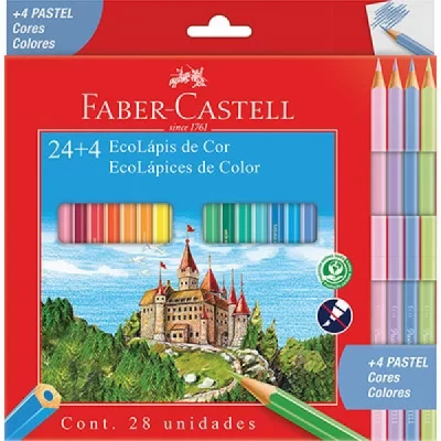 Lápis de Cor Faber Castell 24 cores + 4 cores pastéis