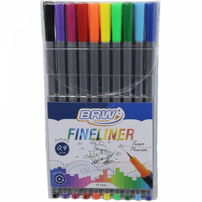 Caneta Fineliner 10 cores FI0001 - 0,4mm - Brw