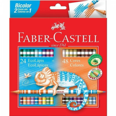 Lapis de Cor Bicolor 24 lapis- 48 Cores - Faber Castell