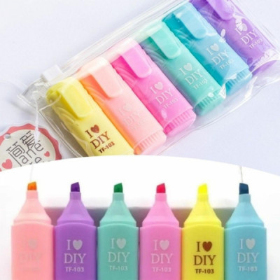 Kit Caneta Marca Texto Diy - 06 Cores Neon TF103