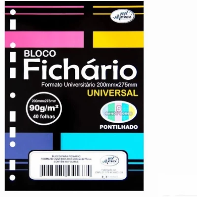 Bloco Refil Fichario Universitario  Candy Cores Pontilhado  - Universal 05 Cores - 90g - Merci