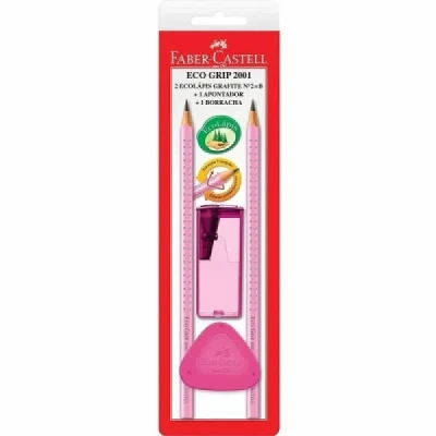 Kit Faber Castell Eco Grip 2001 Rosa - SM/2001RSAP  04 Peças