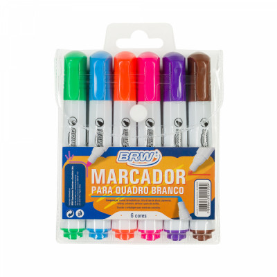 Pincel Marcador  Quadro Branco - 6 Cores  - CA300- Brw