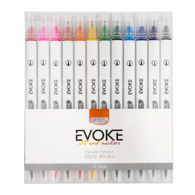 Caneta Evoke Dual Brush C/12 - Marcador Artistico BP1012 - Brw