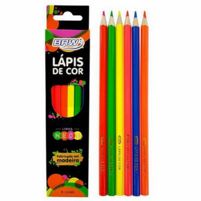 Lápis de Cor- 6 Cores Neon LP0016 - Brw