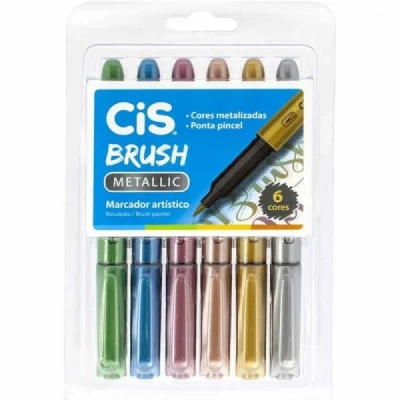 Marcador Cis Brush Metallic - 06 Cores Metalicas