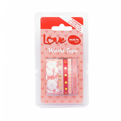 Washi Tape Molin Love Vermelho c/ 5 - 23378