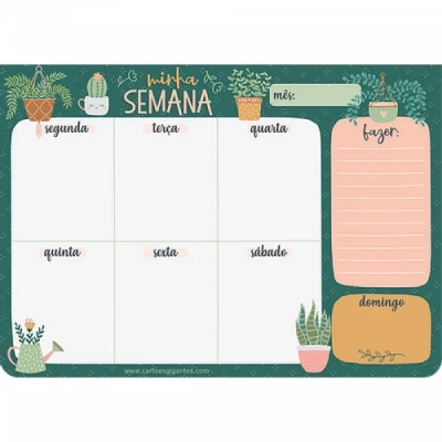 Bloco Week Planner  Semanal My Garden  - 60fls 90g  17x24  Bw02 - Cartões Gigantes