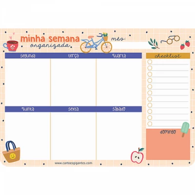 Bloco Week Planner  Semanal Happy Time   - 60fls 90g  17x24  BW88 - Cartões Gigantes