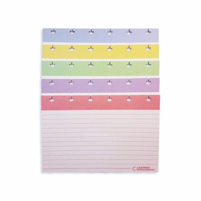 Fichas Pautas Inteligentes - Branco com Linhas Coloridas - 50 fichas  4x6  COFI001 -  Caderno Inteligente