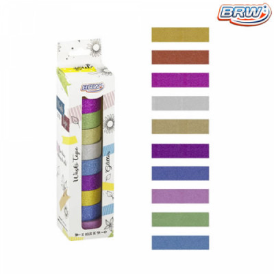 Fita Washi Tape Glitter - 10 Fitas 5M WT1001 - Brw